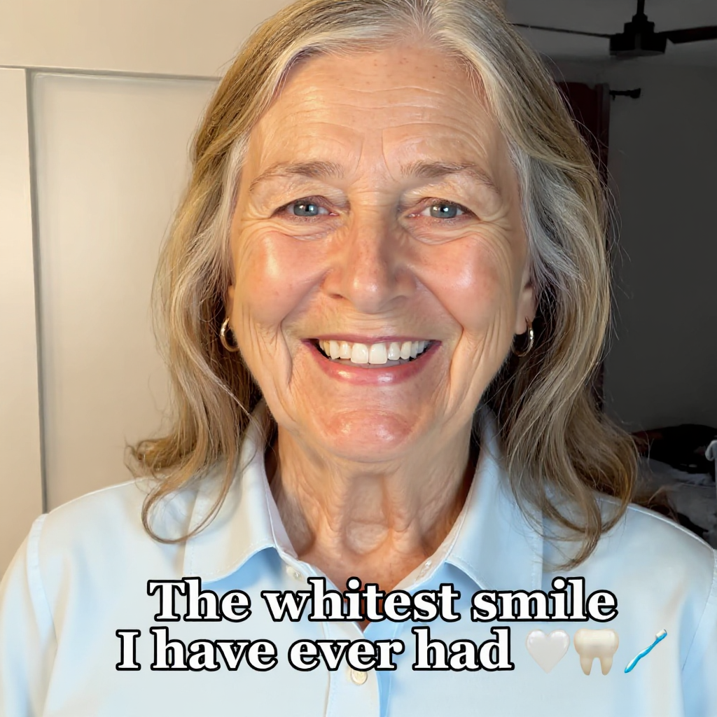Customer smiling, captioned as the whitest smile she has ever had