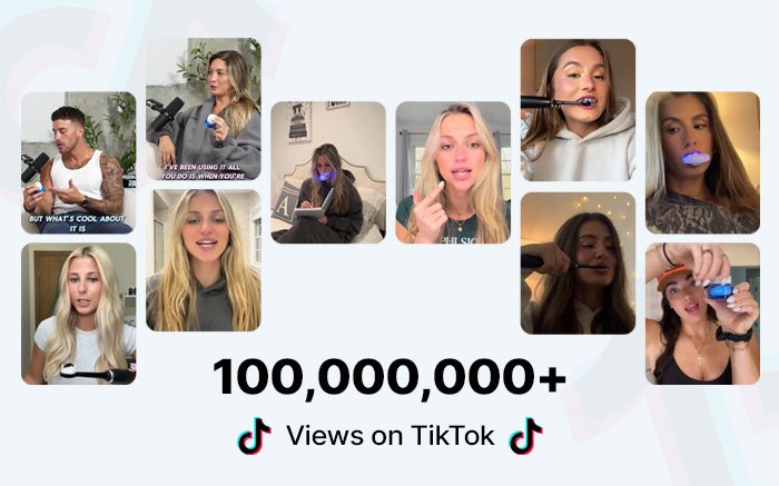 Grid of TikTok creators using PurelyWHITE, over 100,000,000 views